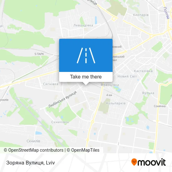 Карта Зоряна Вулиця