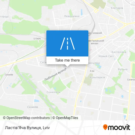 Карта Ластів’Яча Вулиця