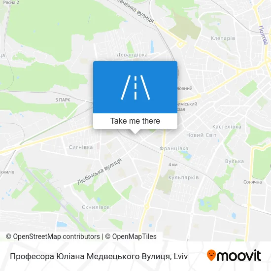 Карта Професора Юліана Медвецького Вулиця