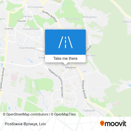 Розбіжна Вулиця map