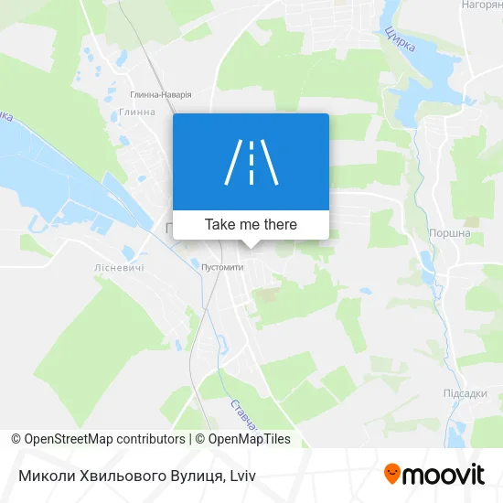 Карта Миколи Хвильового Вулиця