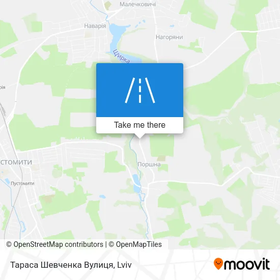 Карта Тараса Шевченка Вулиця