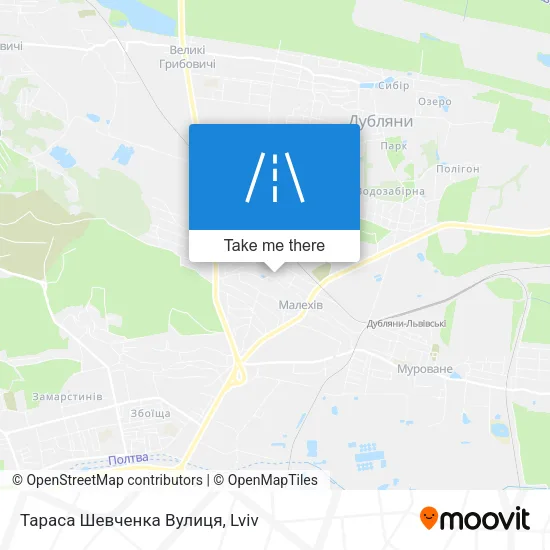 Карта Тараса Шевченка Вулиця