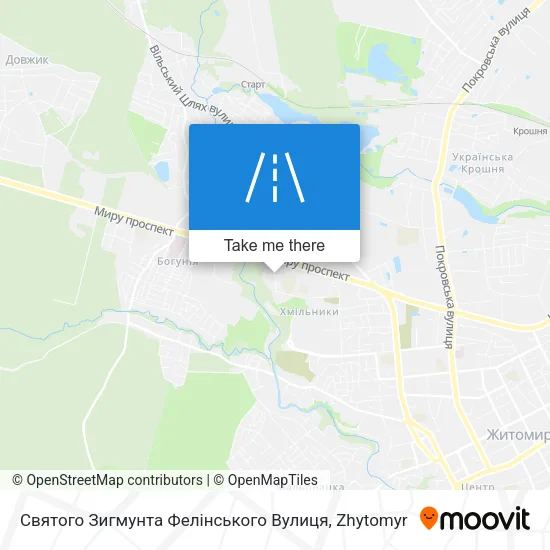 Карта Святого Зигмунта Фелінського Вулиця