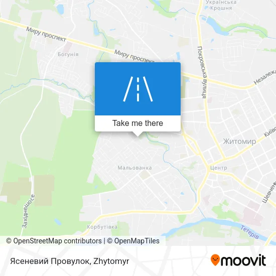 Карта Ясеневий Провулок