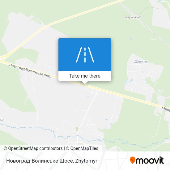 Карта Новоград-Волинське Шосе