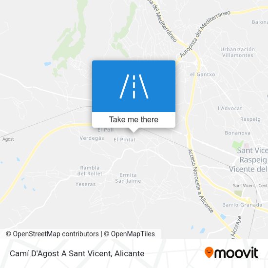 Camí D'Agost A Sant Vicent map