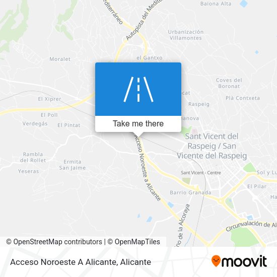 Acceso Noroeste A Alicante map