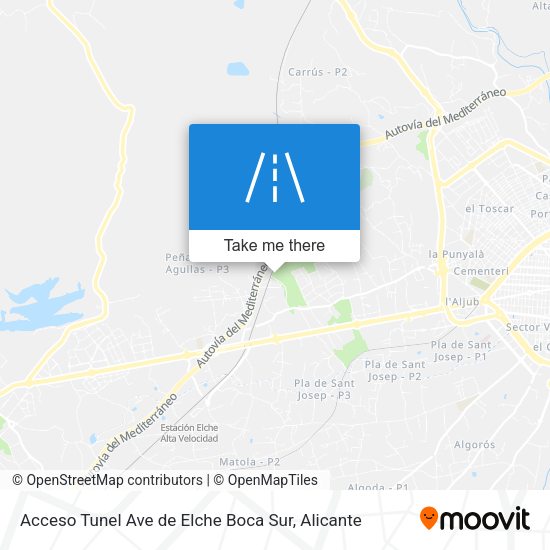 Acceso Tunel Ave de Elche Boca Sur map