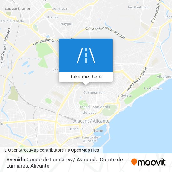 mapa Avenida Conde de Lumiares / Avinguda Comte de Lumiares