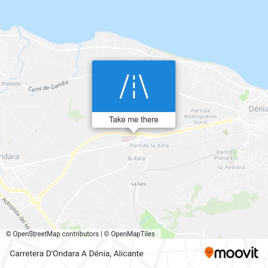Carretera D'Ondara A Dénia map