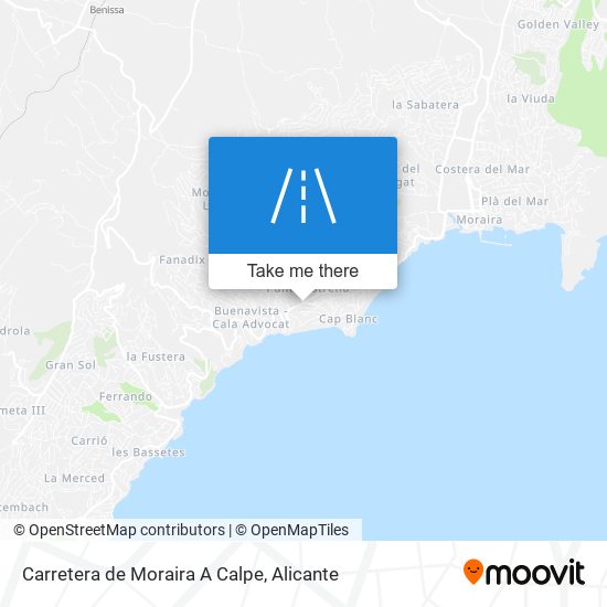 mapa Carretera de Moraira A Calpe