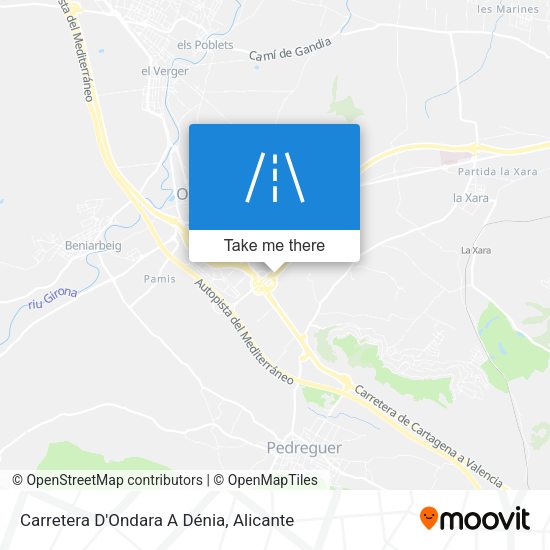 Carretera D'Ondara A Dénia map