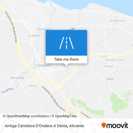 Antiga Carretera D'Ondara A Dénia map
