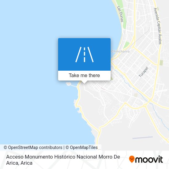 Mapa de Acceso Monumento Histórico Nacional Morro De Arica
