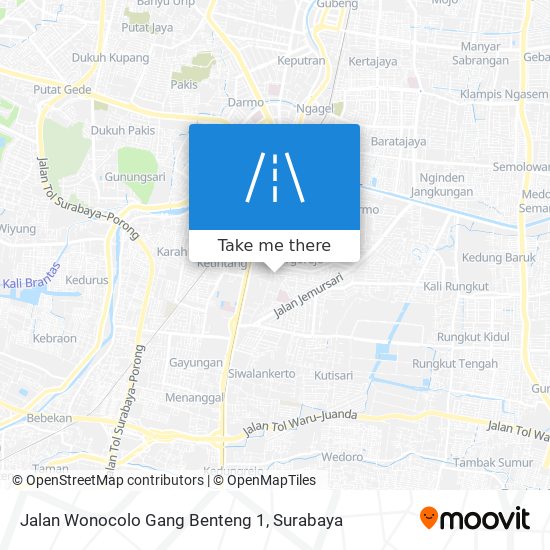 Jalan Wonocolo Gang Benteng 1 map