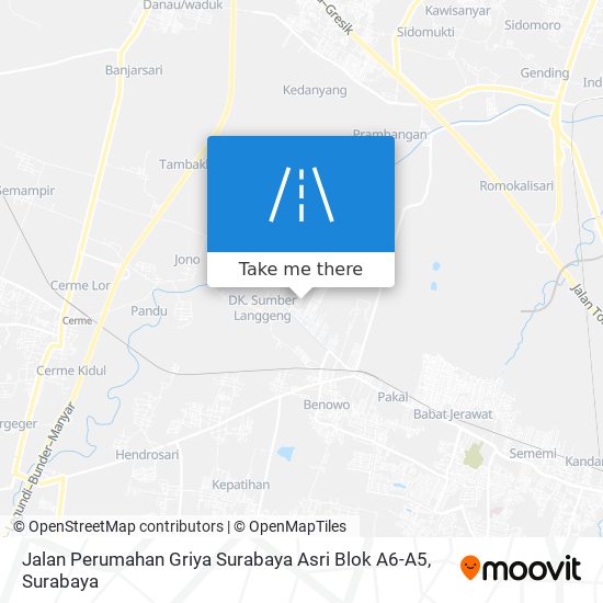 Jalan Perumahan Griya Surabaya Asri Blok A6-A5 map