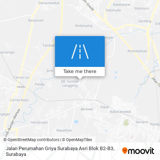 Jalan Perumahan Griya Surabaya Asri Blok B2-B3 map