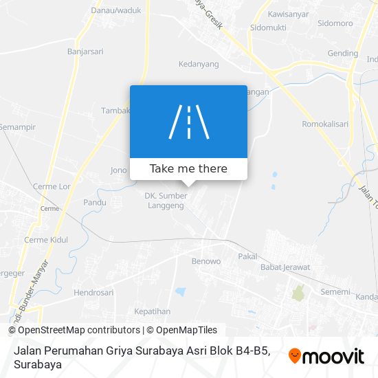 Jalan Perumahan Griya Surabaya Asri Blok B4-B5 map