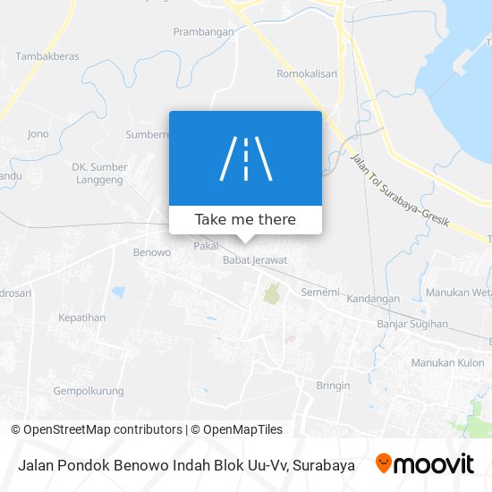 Jalan Pondok Benowo Indah Blok Uu-Vv map