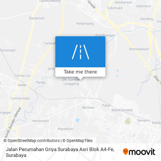 Jalan Perumahan Griya Surabaya Asri Blok A4-Fe map