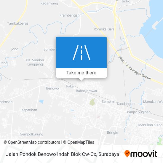 Jalan Pondok Benowo Indah Blok Cw-Cx map