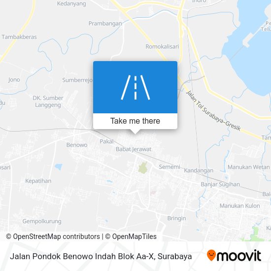 Jalan Pondok Benowo Indah Blok Aa-X map