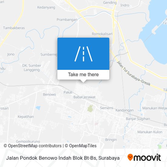 Jalan Pondok Benowo Indah Blok Bt-Bs map