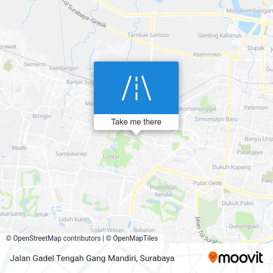 Jalan Gadel Tengah Gang Mandiri map