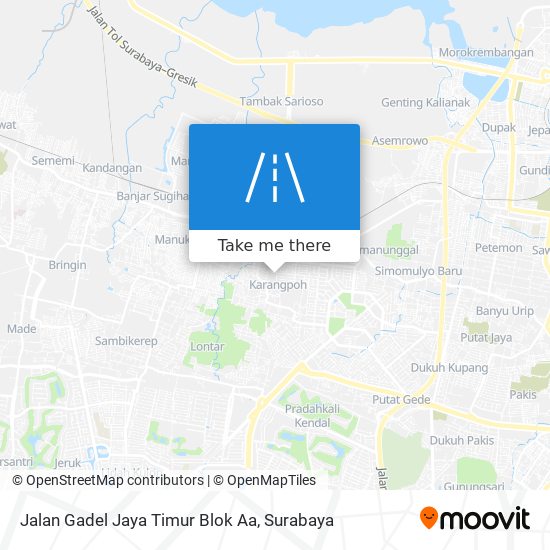 Jalan Gadel Jaya Timur Blok Aa map
