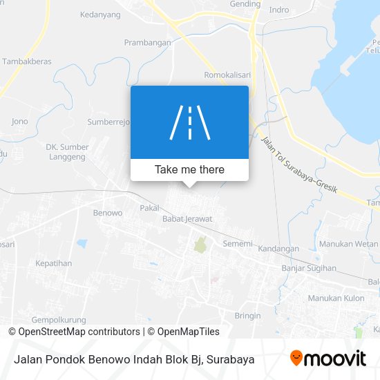 Jalan Pondok Benowo Indah Blok Bj map