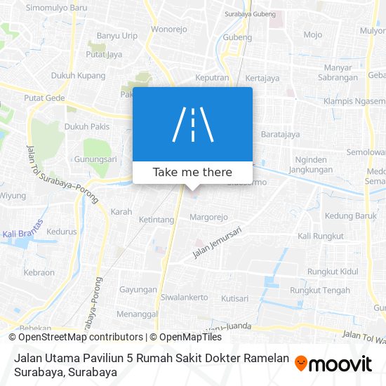 Jalan Utama Paviliun 5 Rumah Sakit Dokter Ramelan Surabaya map