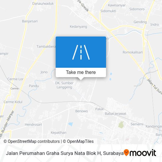 Jalan Perumahan Graha Surya Nata Blok H map