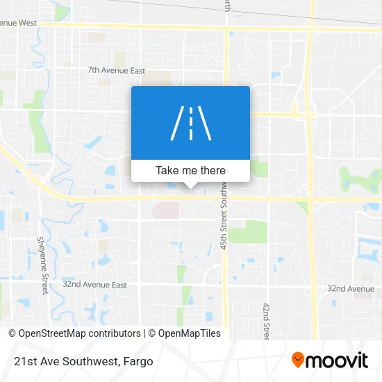 21st Ave Southwest map