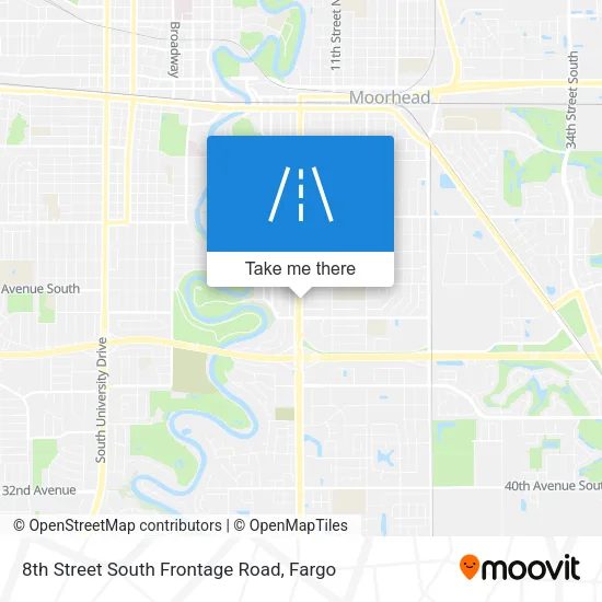 8th Street South Frontage Road map