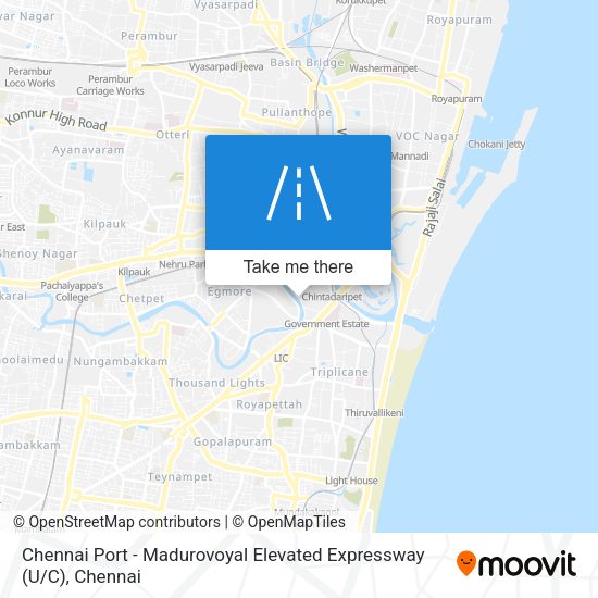 Chennai Port - Madurovoyal Elevated Expressway (U / C) map
