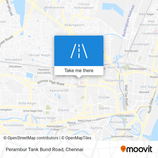Perambur Tank Bund Road map