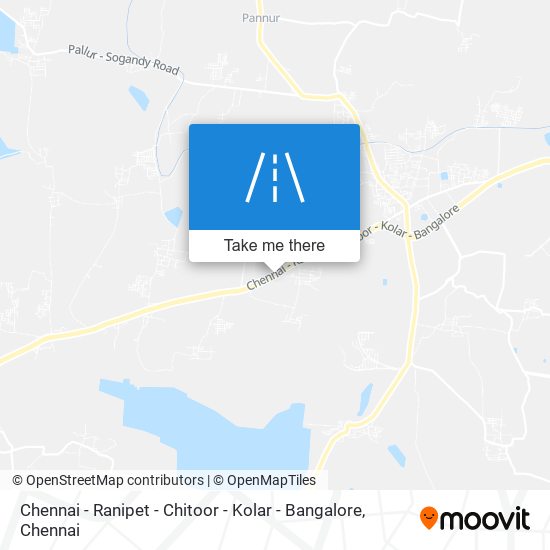 Chennai - Ranipet - Chitoor - Kolar - Bangalore map