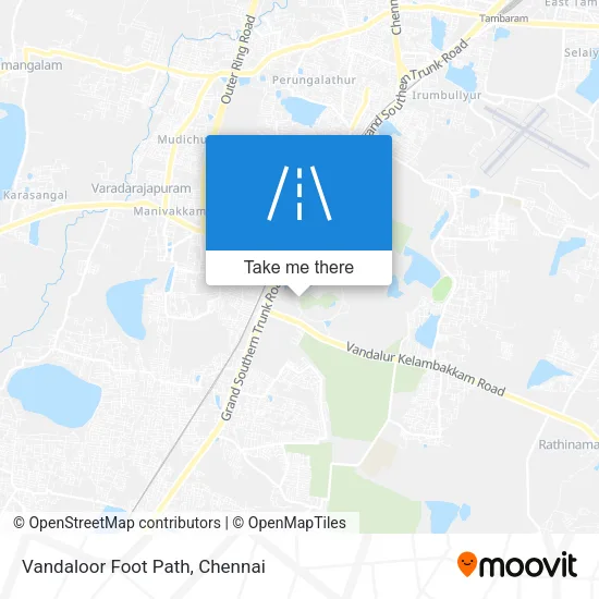 Vandaloor Foot Path map