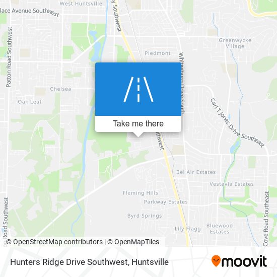 Hunters Ridge Drive Southwest map