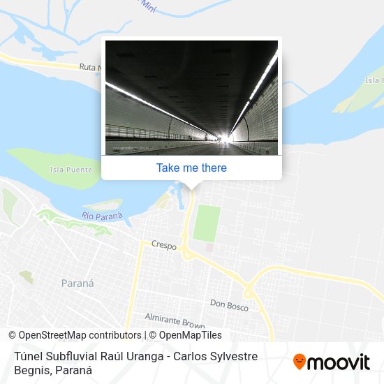 Mapa de Túnel Subfluvial Raúl Uranga - Carlos Sylvestre Begnis