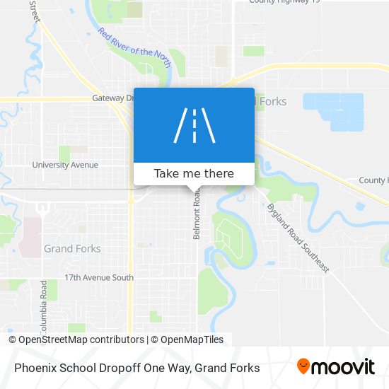 Phoenix School Dropoff One Way map