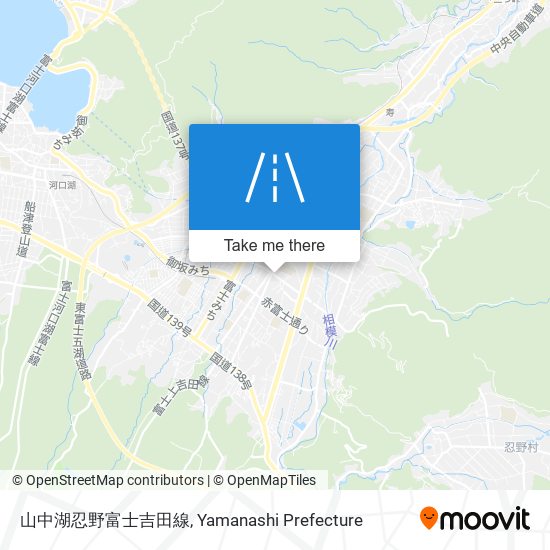 山中湖忍野富士吉田線 map