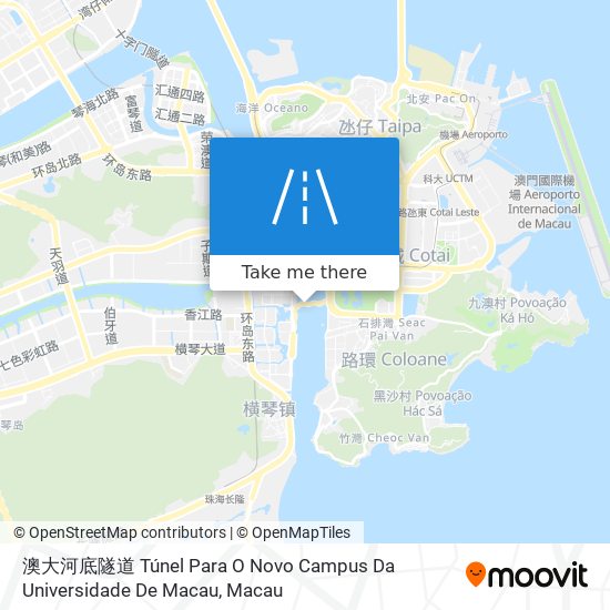 澳大河底隧道 Túnel Para O Novo Campus Da Universidade De Macau map