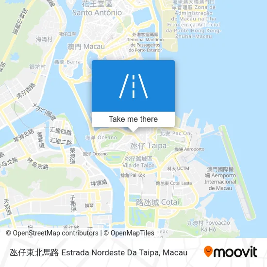 氹仔東北馬路 Estrada Nordeste Da Taipa map