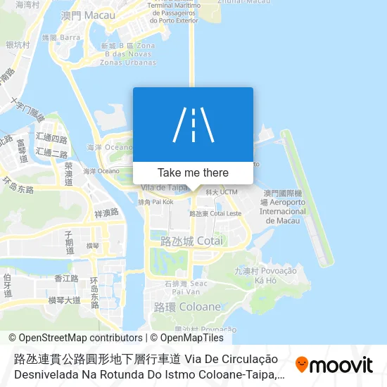 路氹連貫公路圓形地下層行車道 Via De Circulação Desnivelada Na Rotunda Do Istmo Coloane-Taipa地圖