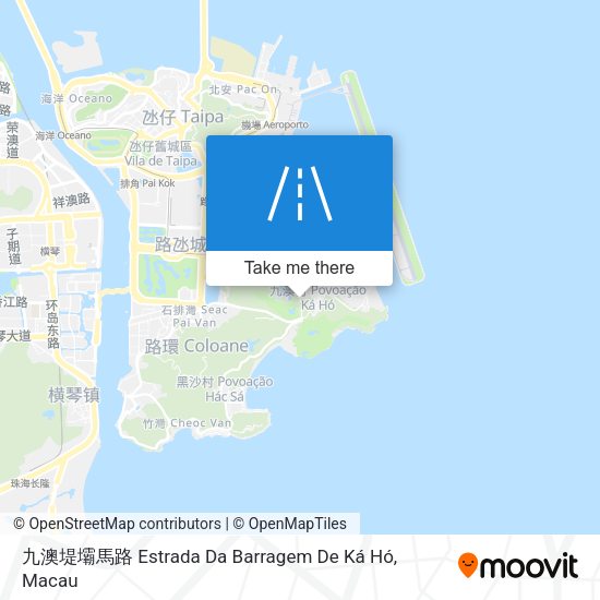 九澳堤壩馬路 Estrada Da Barragem De Ká Hó map