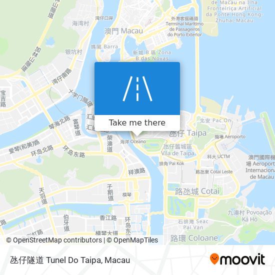 氹仔隧道 Tunel Do Taipa map