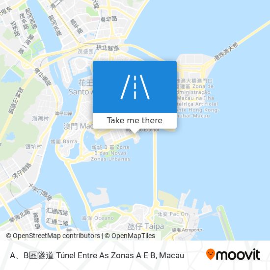 A、B區隧道 Túnel Entre As Zonas A E B地圖