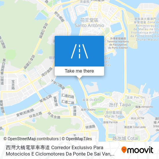 西灣大橋電單車專道 Corredor Exclusivo Para Motociclos E Ciclomotores Da Ponte De Sai Van地圖